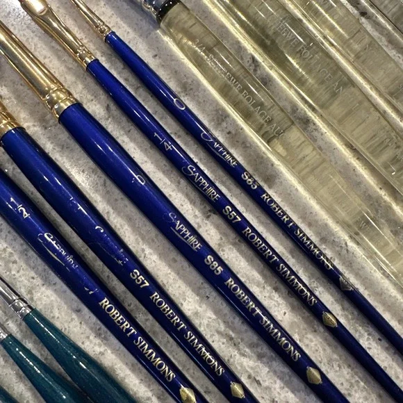 Lot Of Vintage Oil Paint Brushes 40 Winsor & Newton Robert Simmons Master Touch - Picture 8 of 16